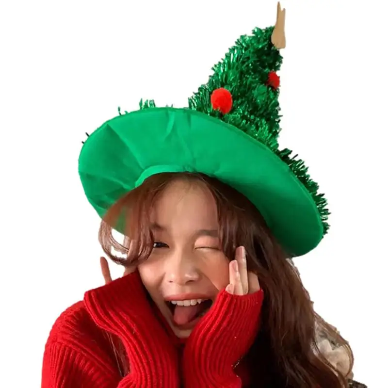 2024 Ins Christmas Tree Hat Christmas New Year Funny Headwear for Girls Xmas Party Supplies Funny Hats for Kids Photo Props