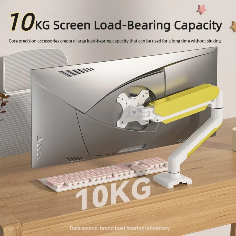 Monitor Mount Arm Load 10KG 17~35 Inches (White & Gold) Monitor Stand with Clamp/Grommet Mount Base Home Office Monitor Stand