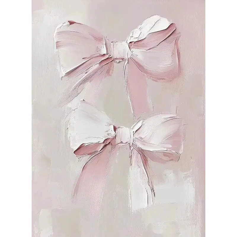 1pc Pink Girl Heart Retro Aesthetic Canvas Painting Little Bear Bow Love Butterfly Cupid Poster Home Room Decoration