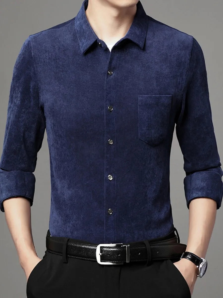 

Мужская вельветовая рубашка-поло однотонная повседневная теплая зимняя модная одежда с воротником для ношения под одеждой