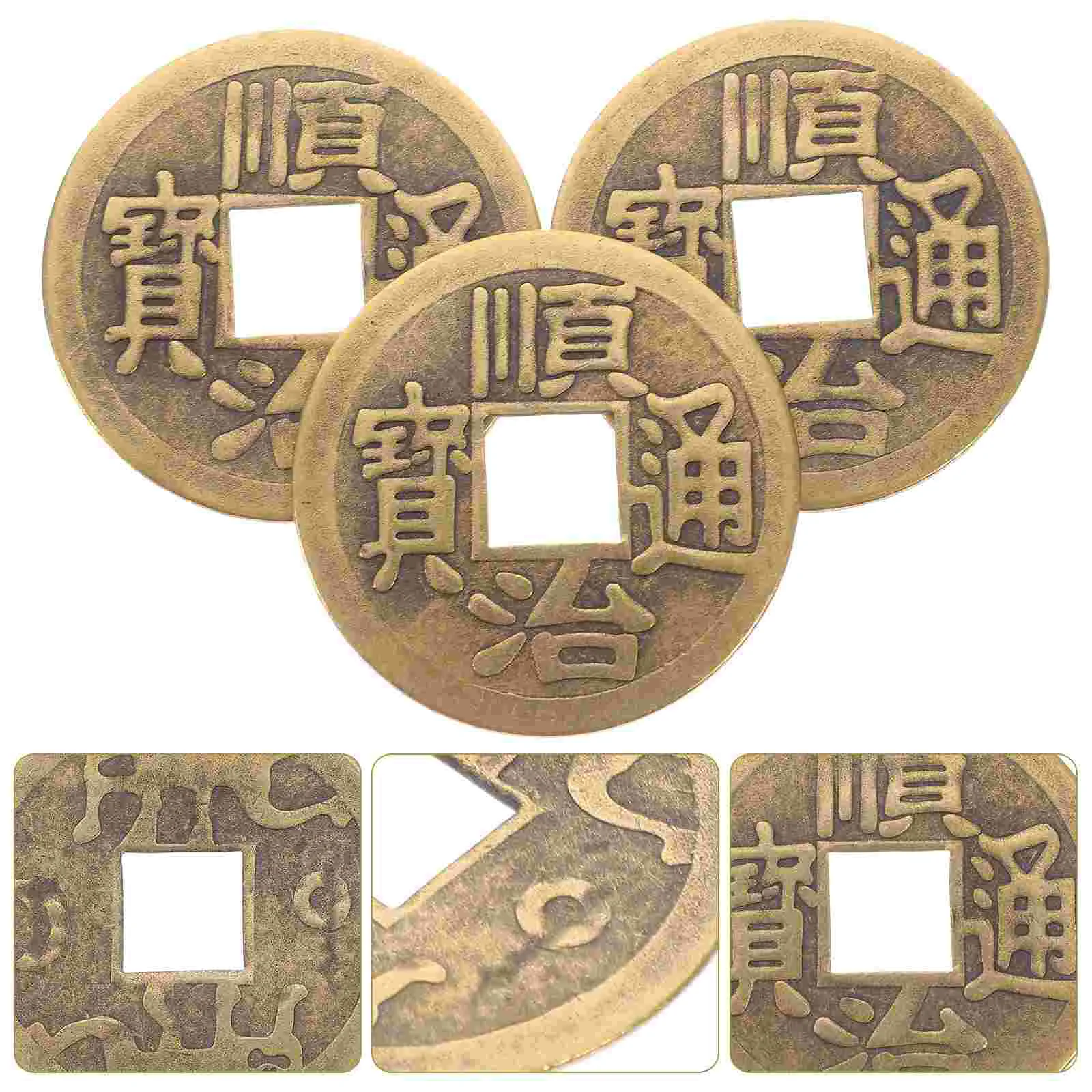 6 Pcs Success Coins Chinese Feng Shui Decoration Vintage Copper Handcrafted Souvenir