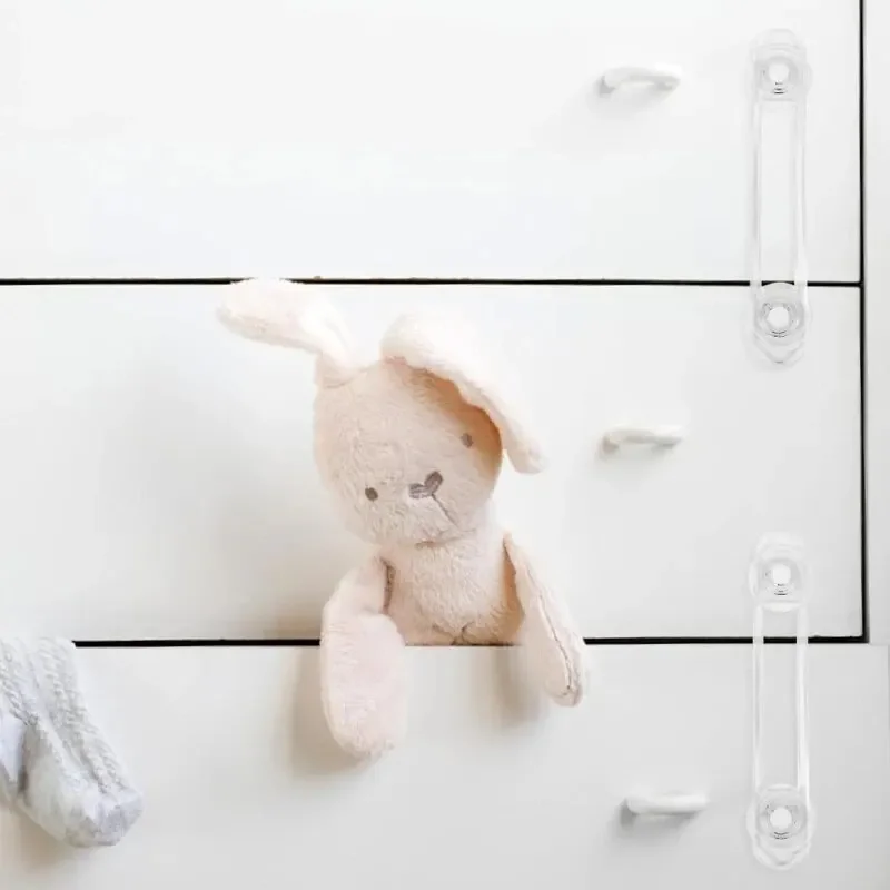 5 szt. Zabezpieczenie dla dzieci przezroczysta blokada bezpieczeństwa z miękkim paskiem, wielofunkcyjna blokada do szuflady lodówki dla dzieci
