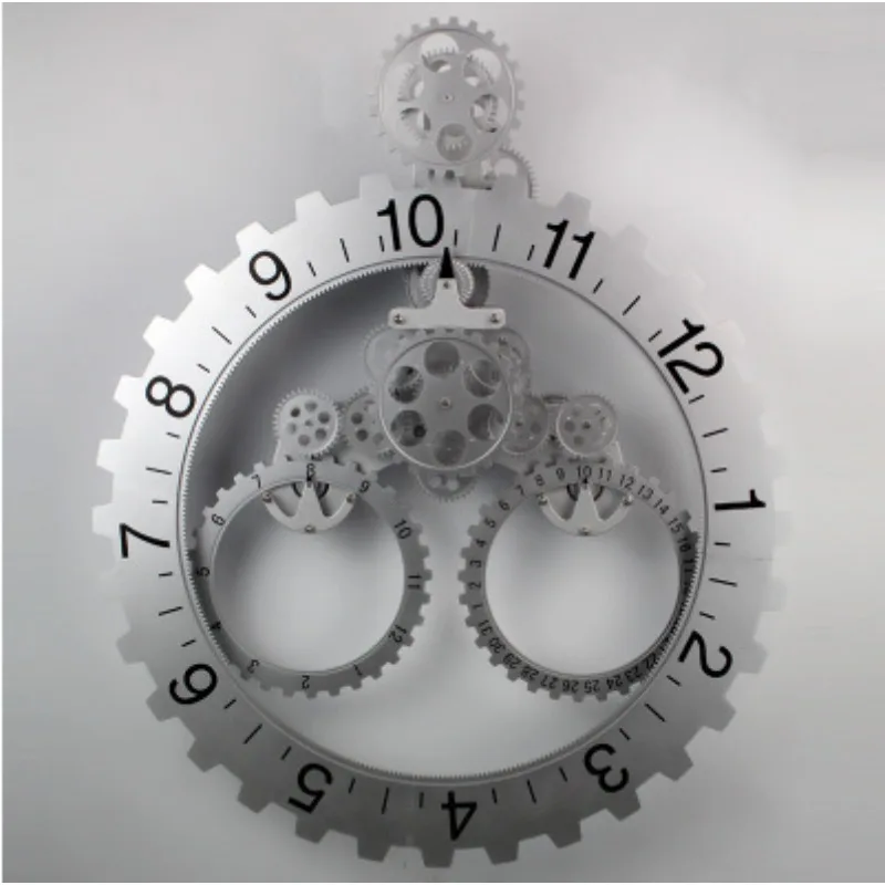 Large Creative Gear Clock Mechanical Retro Hanging Mute Clocks Mechanical Style Living Room Bedroom Wall Retro Decoration