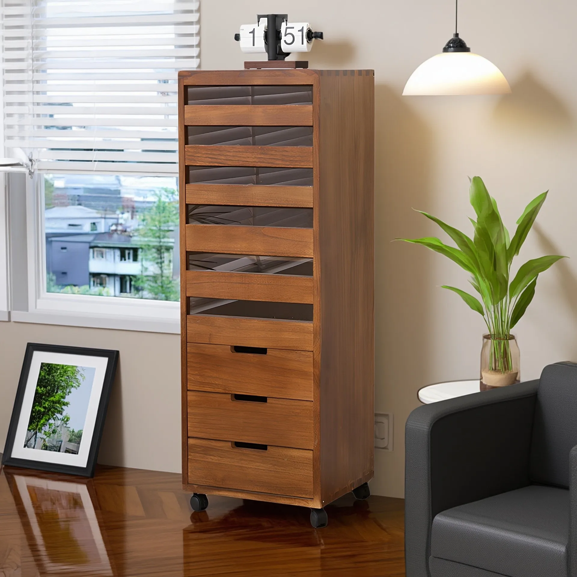 */*Solid Wood Multi-layer Dental Cabinet Tea Set Wenplay Storage Cabinet Living Room Side Cabinet Floor Tea Cup Storage Jew