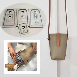 Diy handmade leather knife mold: a mini shoulder that can hold 2 mobile phones. Bag, without shoulder strap