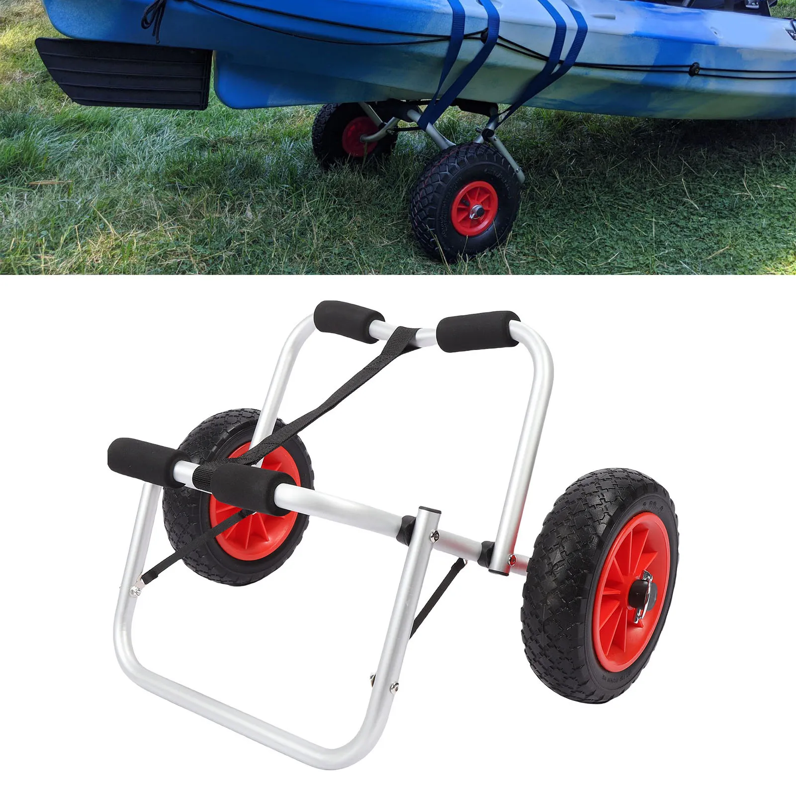 

Kayak Transport Trailer Easy To Assemble Robust Folding Kayak Trolley with 10 Inch Airless Tires for Floats Kayak Canoes