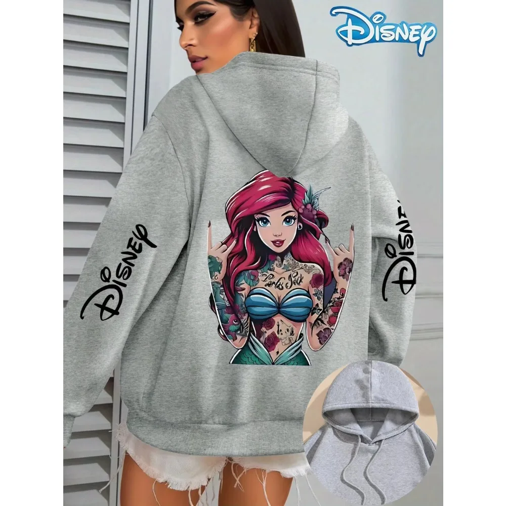 Disney Dames Kleine Zeemeermin Bot Fleece Gedrukt Hoodies Heren Hoody Sweatshirt Trui Herfst Winter Oversize Jassen Sweats