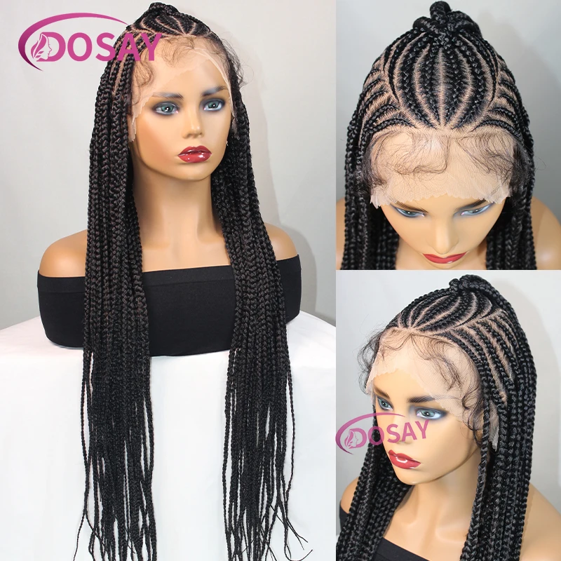 

36 "синтетические плетеные парики, легкий полный парик шнурка, парик без узлов, косички для женщин с детскими волосами, кружевной парик