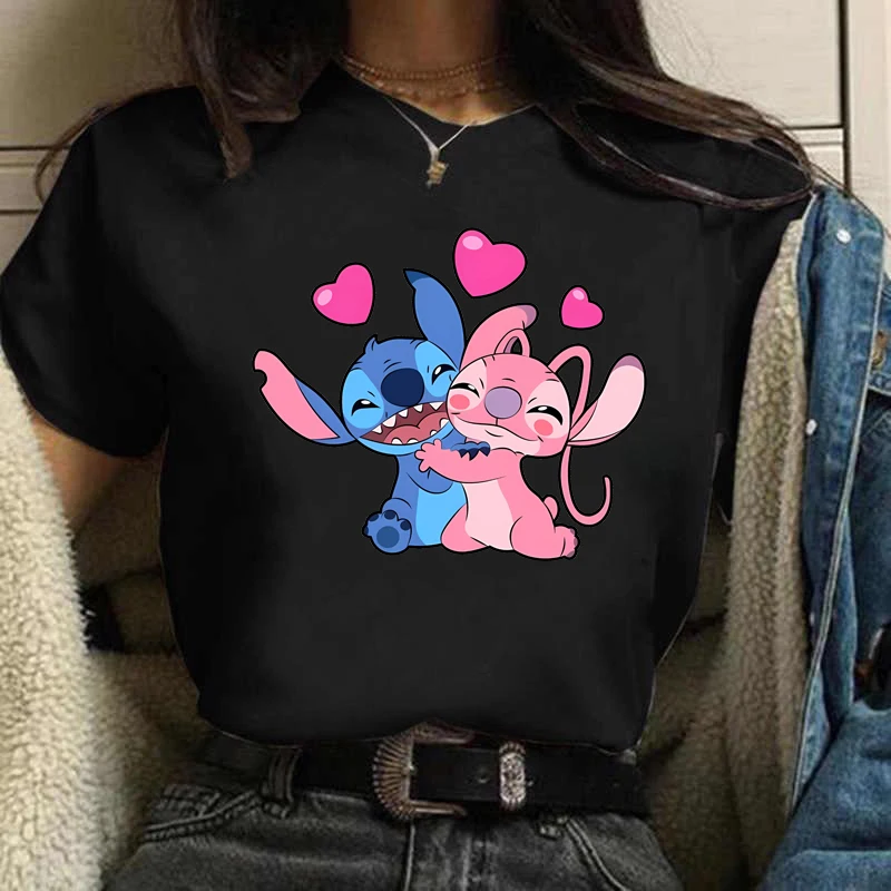 

Cartoon Stitch Print T-Shirt Women Tops Female Summer Short Sleeve Ladies T-shirt Casual Disney Tshirt Y2k Female Streetwear