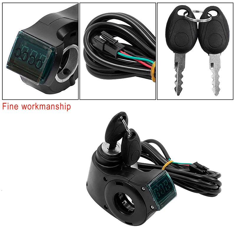 E-bike Handlebar Ignition Switch Featuring Power Lock,Thumb Throttle, And Key – Compatible With Voltages Ranging From 12V To 99V - view 3