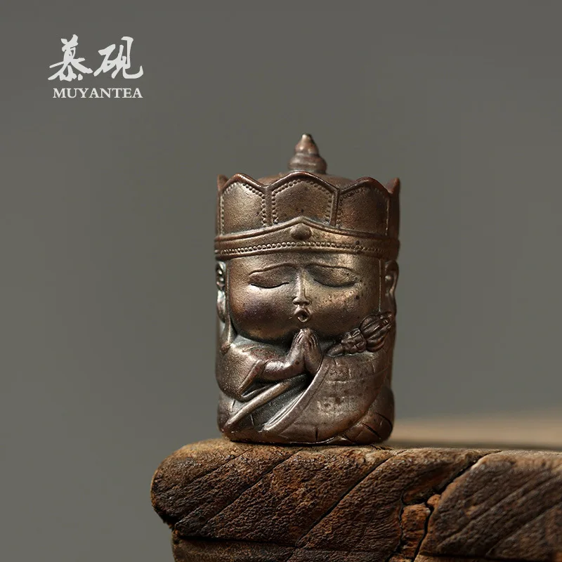 Mu Yan Handmade Tea Ornament: Wood-Fired Little Tang San, Naturally Aged And Maintainable, Exquisite Accessory For Zen Tea