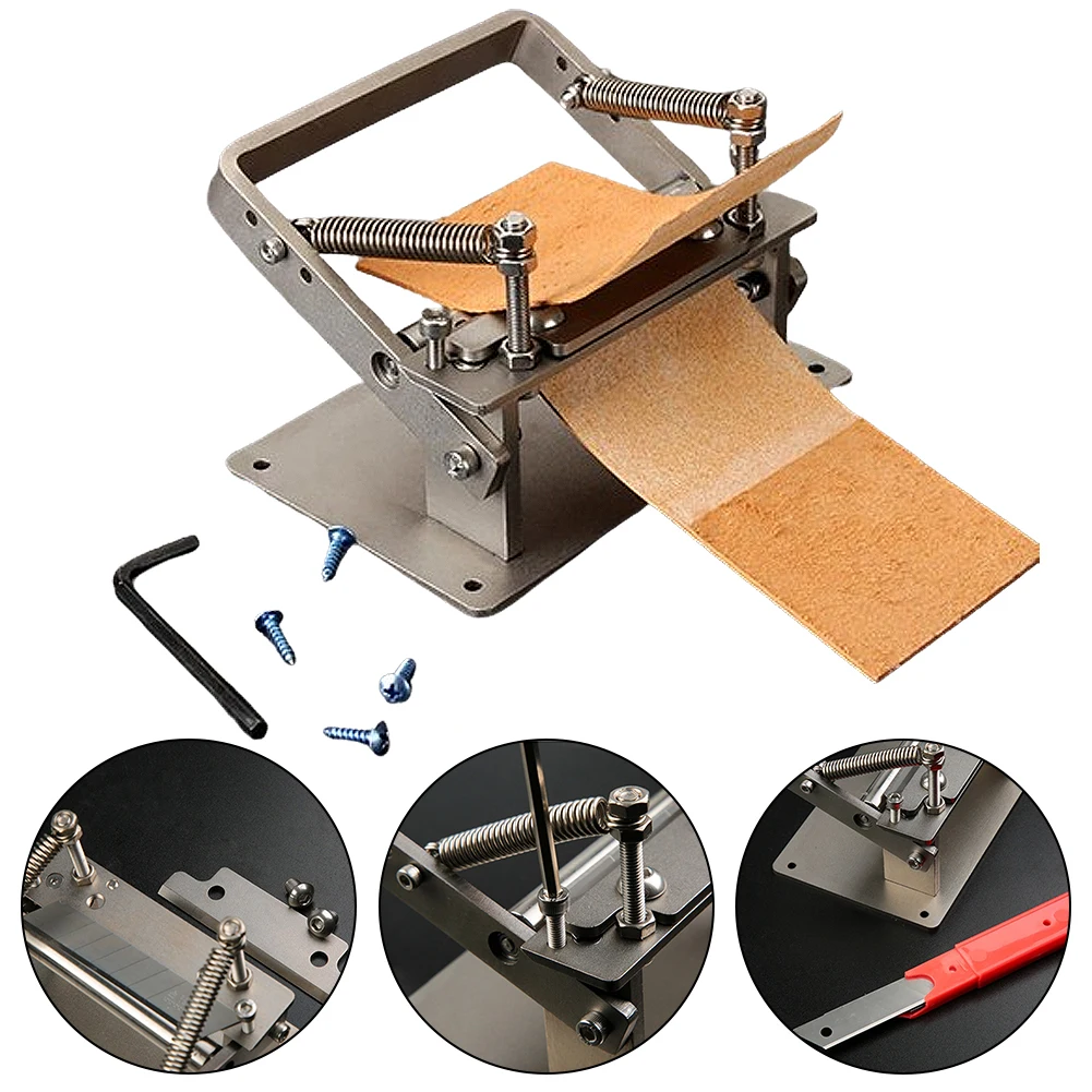 Stainless Steel Craft Leather Splitter Machine DIY Manual Cutting Peeler Strip Belt leather skiving tool (10 Blade) 100MM*18MM