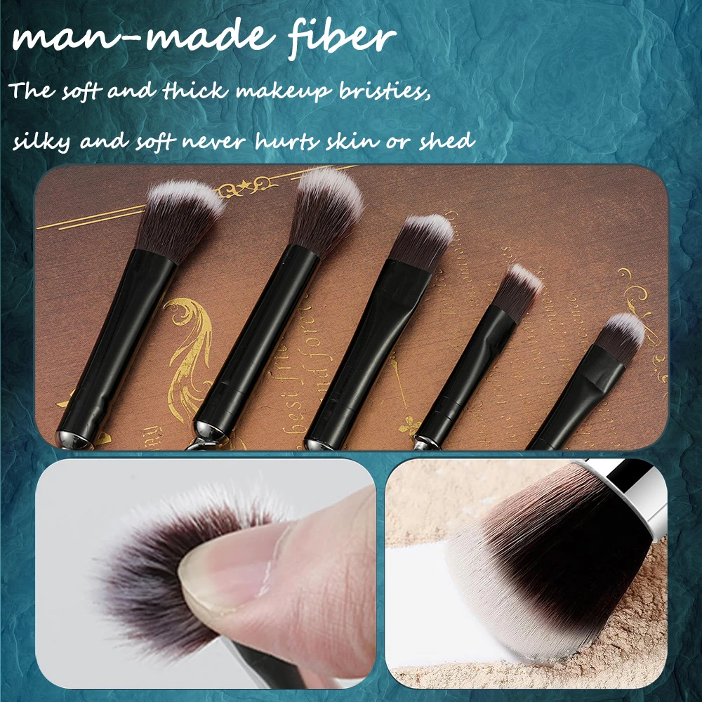 5 peças conjunto de pincéis de maquiagem Harry Potter Slytherin College Snake College pincel de metal exclusivo, adequado para presentes de admissão