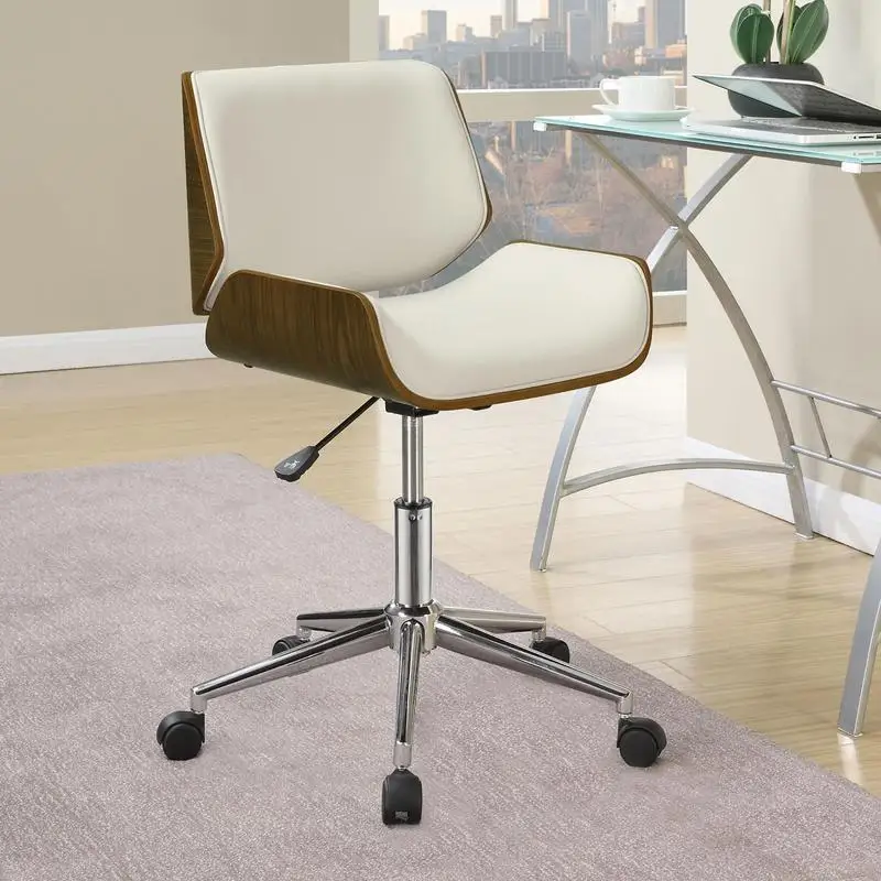 

Ecru Walnut Swivel Office Chair with Adjustable Height and Ergonomic Design for Comfort and Style