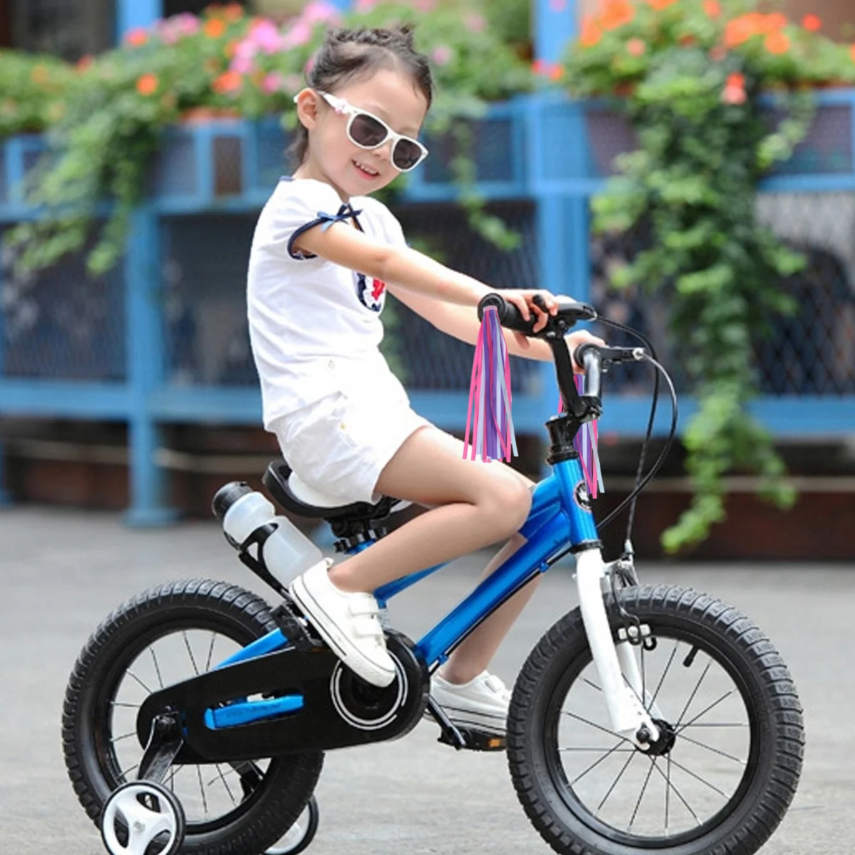 

Детские растяжки на руль велосипеда, фиолетовые глянцевые ленты с кисточками для детей, велосипеды, трехколесные велосипеды, скутеры, декор для езды на велосипеде