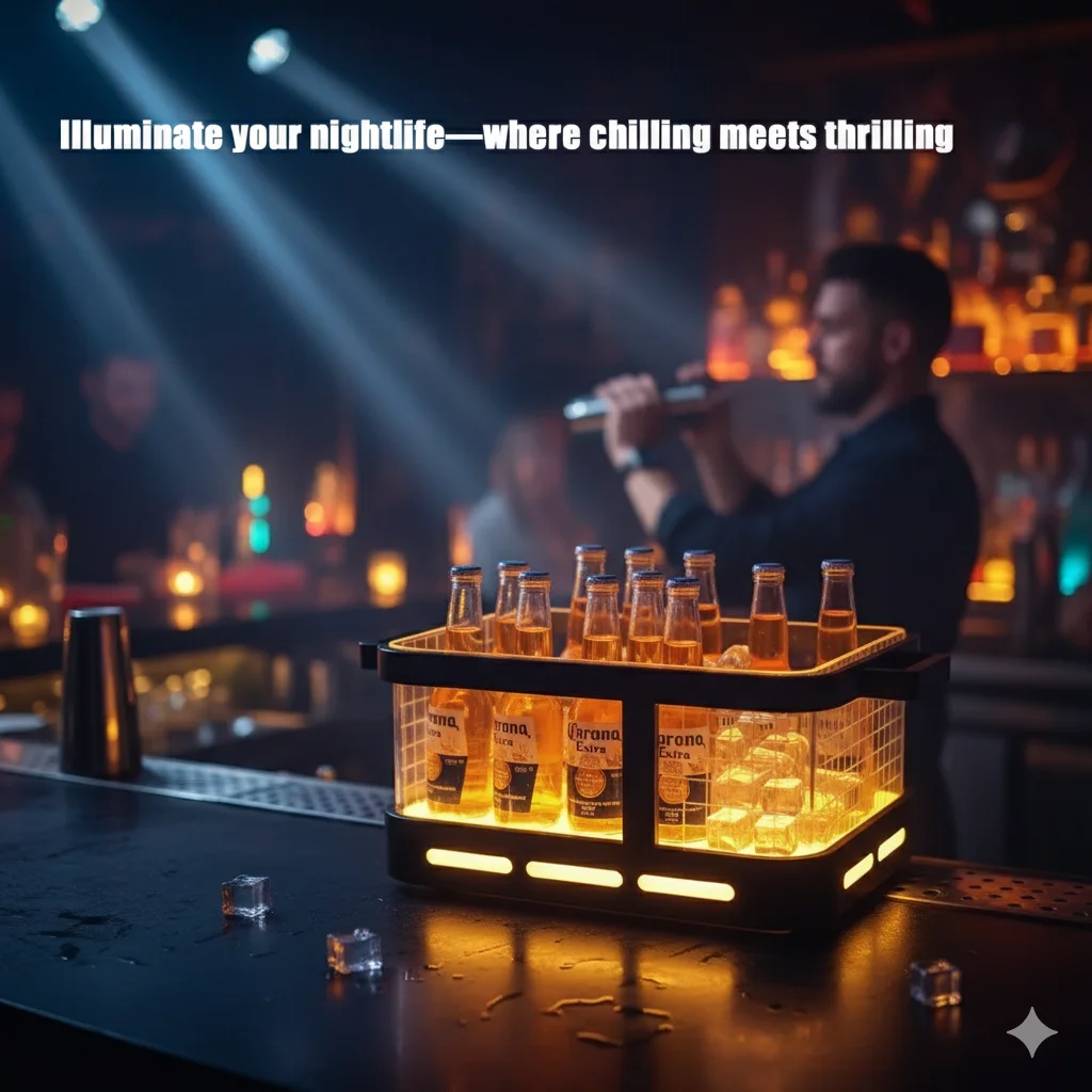 

LED luminous double-layer iron art ice bucket bar KTV beer frame high-value internet celebrity ice pattern cocktail bucket