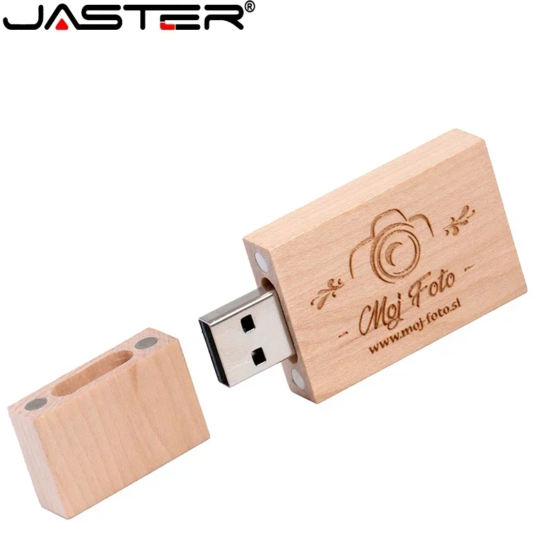 JASTER USB-Flash-Laufwerk 128 GB Kreatives Fotostudio Hochzeitsgeschenk Stiftlaufwerk 64 GB Kostenloses individuelles Logo Holzkiste Memory Stick 8G