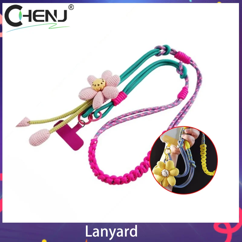 

1 шт., ремешок, веревка, декоративная подвеска, аксессуары, креативный мультяшный цветок, телефон, универсальный ремешок через плечо, длинная веревка