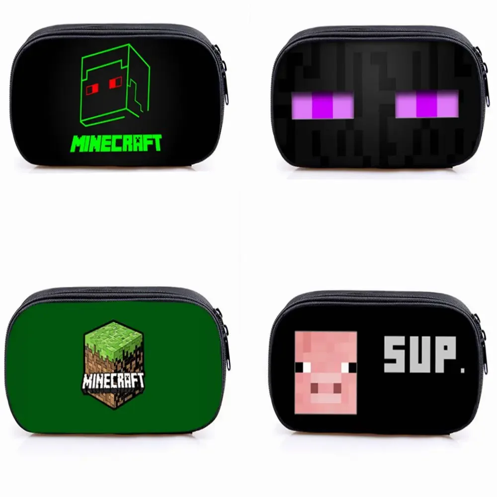 Minecraft My World Around Estojo infantil de desenho animado para meninos, bolsa de lápis de camada única na escola primária, estojo quadrado