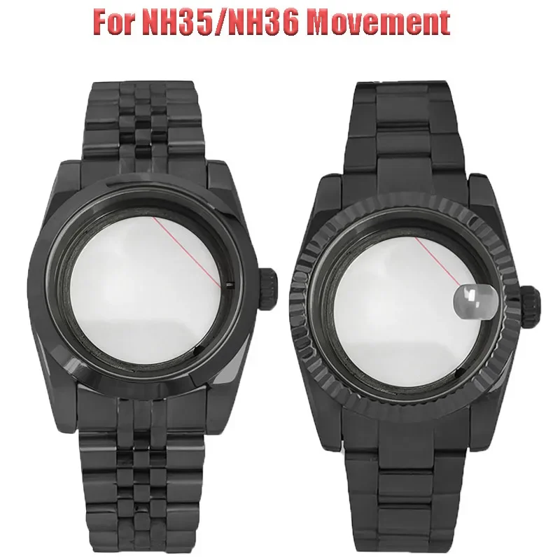 36mm Saphirglas Glas schwarz Auster ewiges Saphirglas Uhrengehäuse für nh35/nh36 Mechanik Uhrwerk