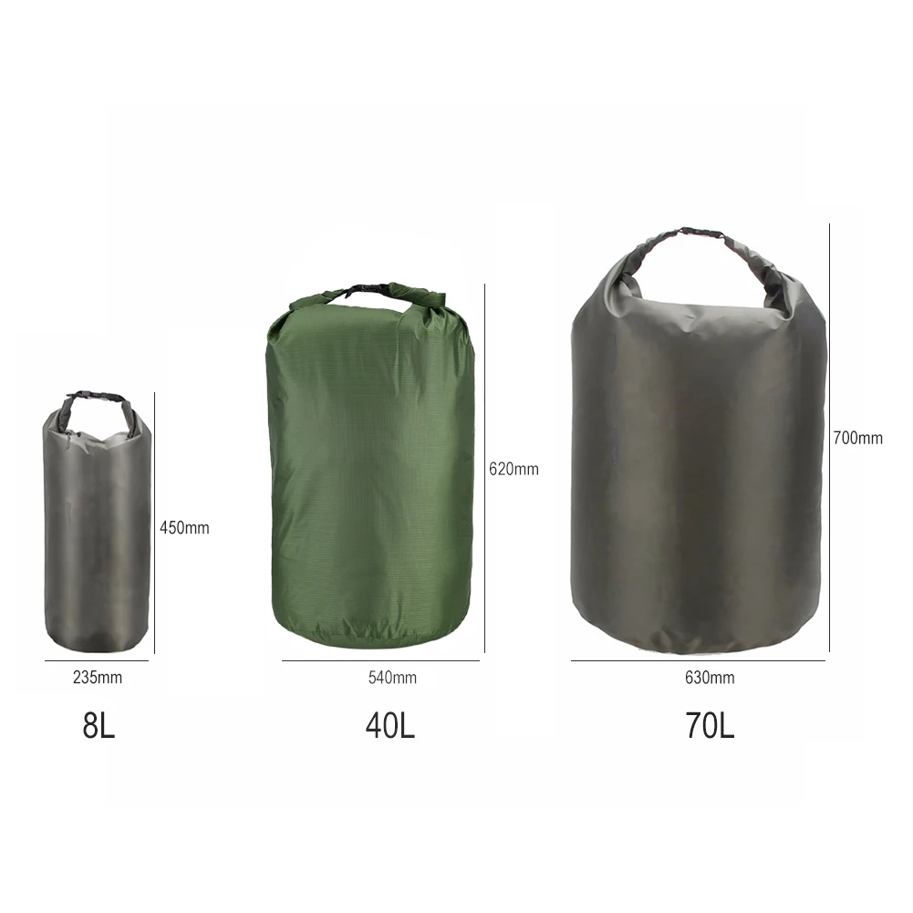 8/40/70L Ultralight Dry Sack Multifunction Waterproof Dry Bag Roll Top Sack Portable for Rafting Boating Floating