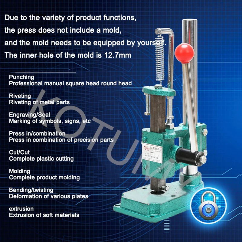 JM-16 Small Home Manual Press Miniature Punching Hand Beer Machine Cutting Equipment Hand Move Press Die Chip Device Industrial