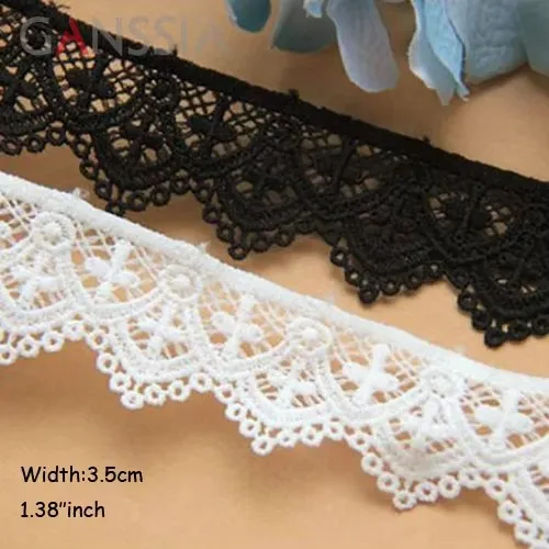 水溶性コットン刺繍レース、ヴィンテージクロスデザイン、手作り衣類アクセサリー、SS-814、幅3.5cm、1.40インチ