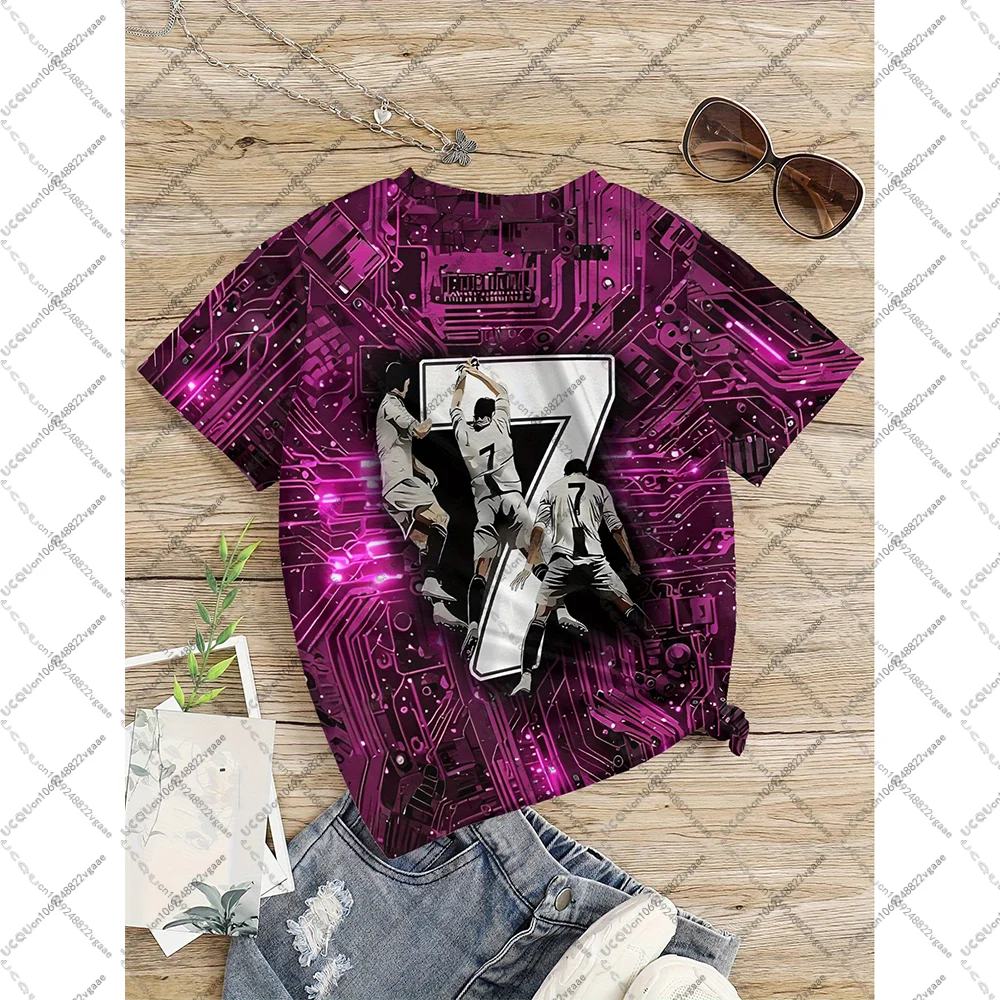Nuova maglietta da calcio regalo per bambini Top Circuito da calcio Asciugatura rapida Ragazze Ragazzo Fan T Shirt Abbigliamento sportivo da esterno Felpa Casual Ronaldo 7