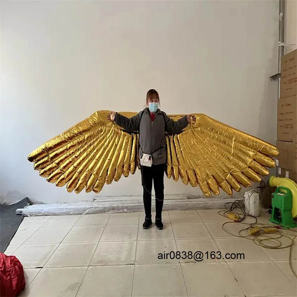 Carnival Fairy White Silver Gold Inflatable Angle Wing Costume Adults Performance Costume For Outdoor Parade Stage Display Props