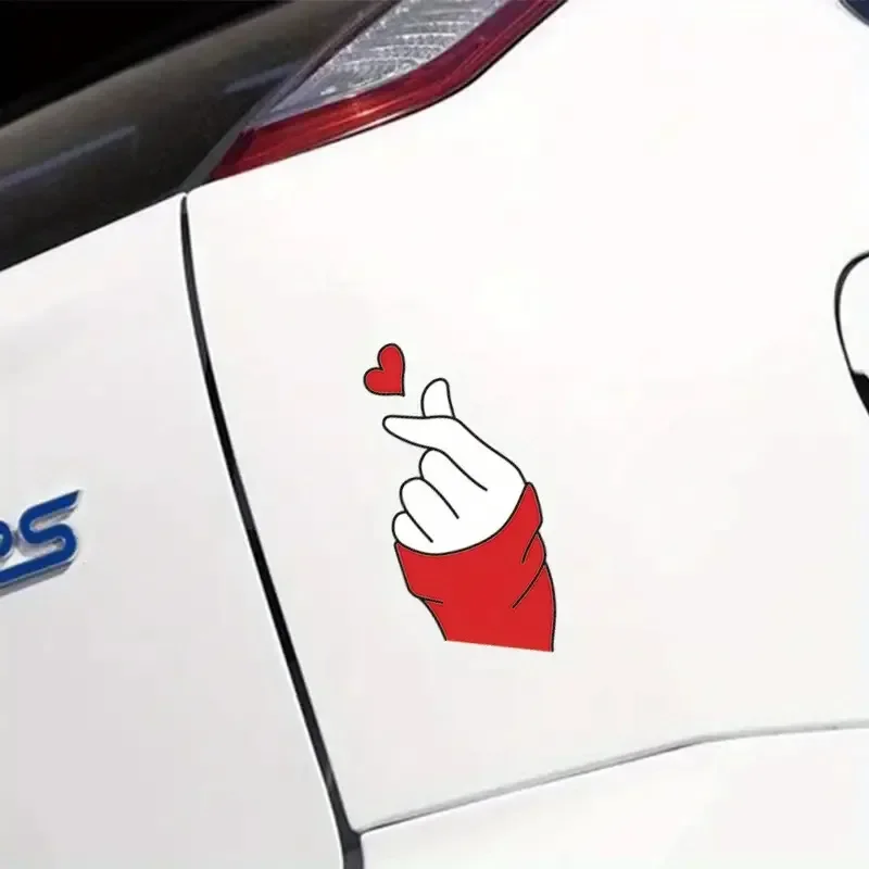 Love Gesture Vinyl Sticker Waterproof Car Motorcycle Decal 2D Cartoon Heart Hand Design for Helmet Body Funny Decor