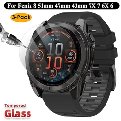 3Pcs 9H Premium Tempered Glass For Garmin Fenix 8 8X 43 47 51mm Smartwatch Screen Protector Film Cover Accessories Fenix 7 7S 7X