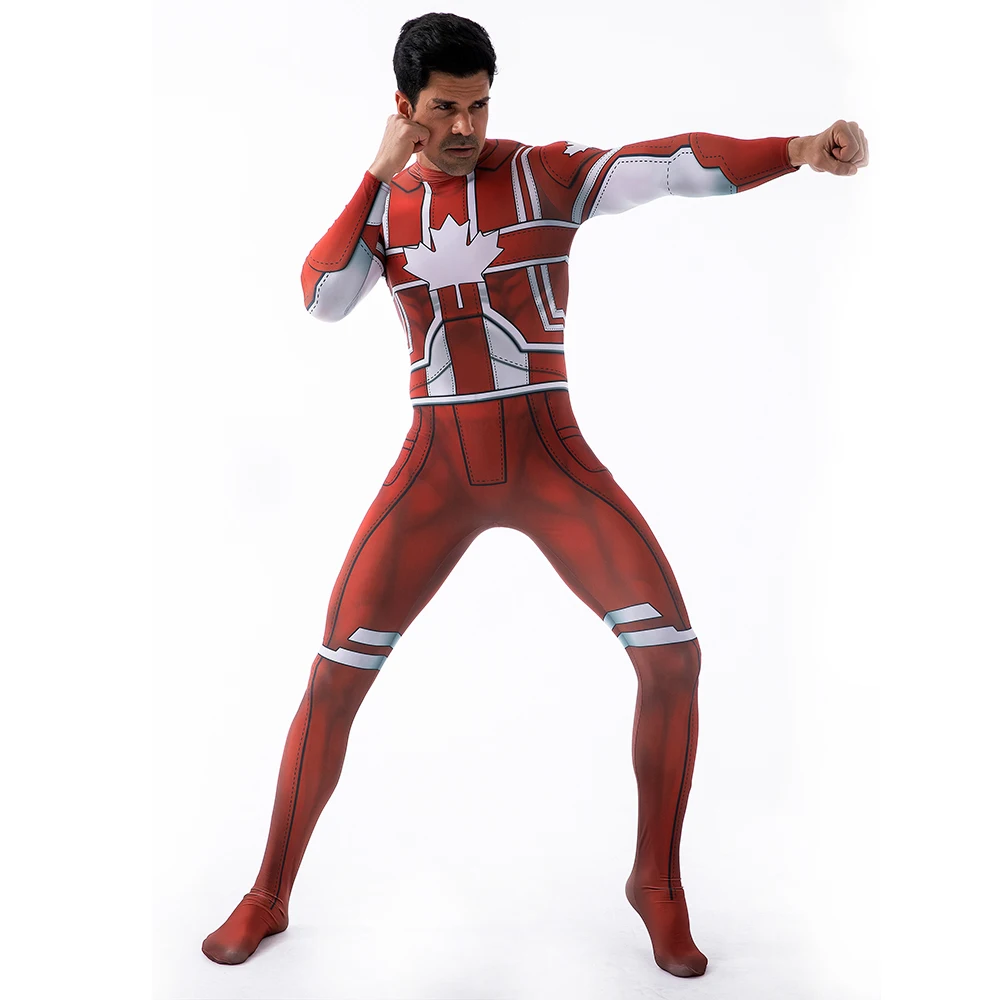 Captain Canuck Costume Cosplay Superhero Spandex Zentai Suits Boys Outfits Captain Canuck Halloween Costume Bodysuits Adult Kids