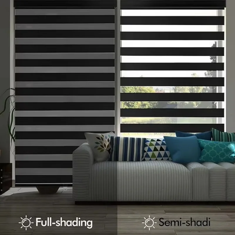 Customized Size Solid Color Brief Modern Manual Blackout Zebra Blinds For Home And Office