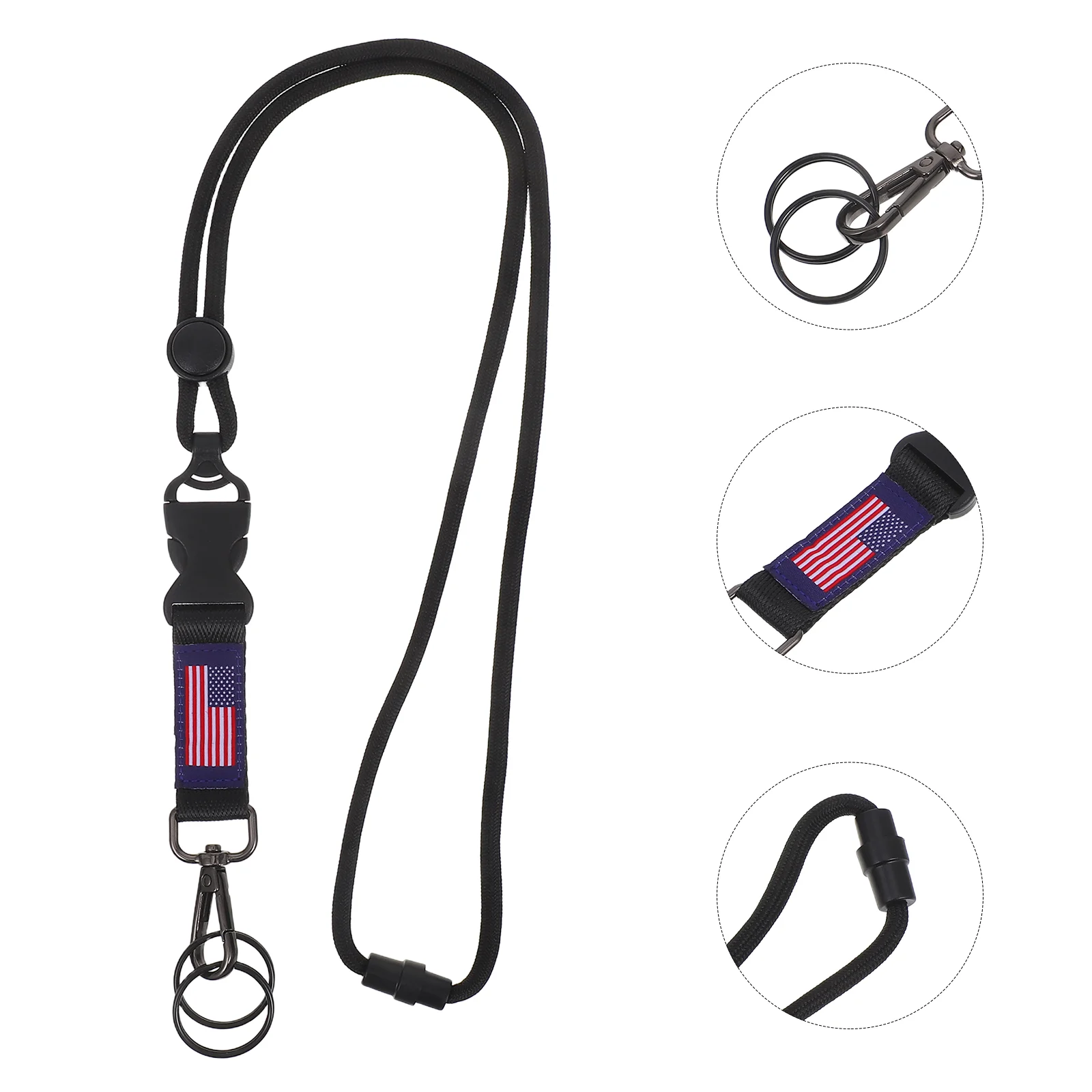 Neck Certificate Lanyard Lightweight Polyester Metal Detachable Emergency Release American Flag Mountaineering Phone Holder