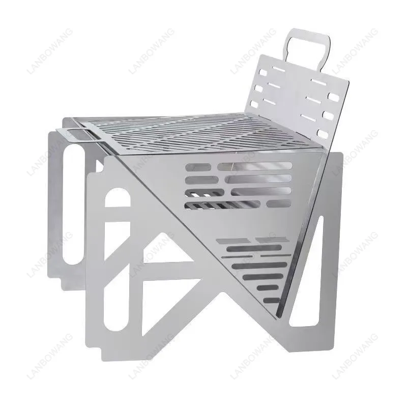 Stainless Steel Outdoor Foldable Thick Barbecue Stove Camping Barbecue Rack Charcoal Carbon Grill Rack Bonfire Stove