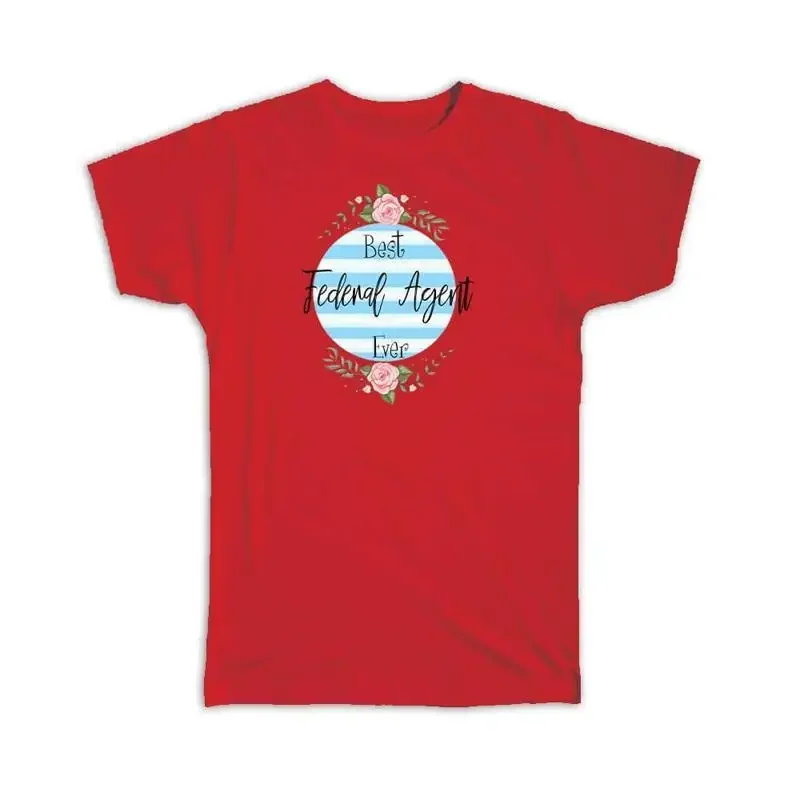 Best Federal Agent Ever Blue Stripes Boho Floral Roses T shirt