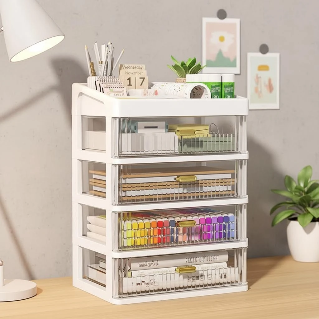 

Desktop Jewelry Organizer Box Multi-Layer Storage for Office Stationery Pencils Student Supplies Bedroom Study Desk Organization