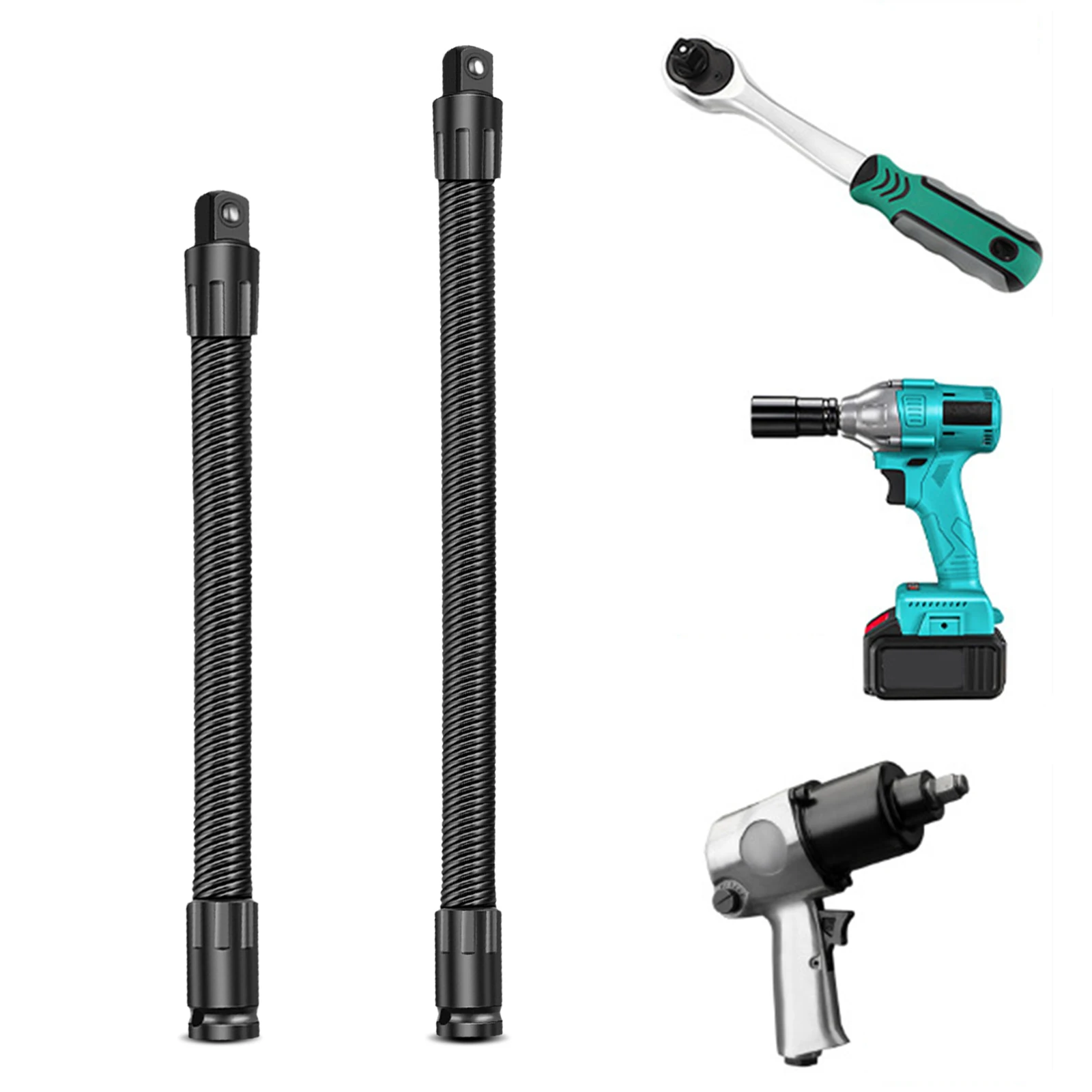 1/2 In Flexible Shaft Extension Extender 360 Dgree Flex Long Reach Electric Wrench Connecting Rod High Torque for Narrow Space