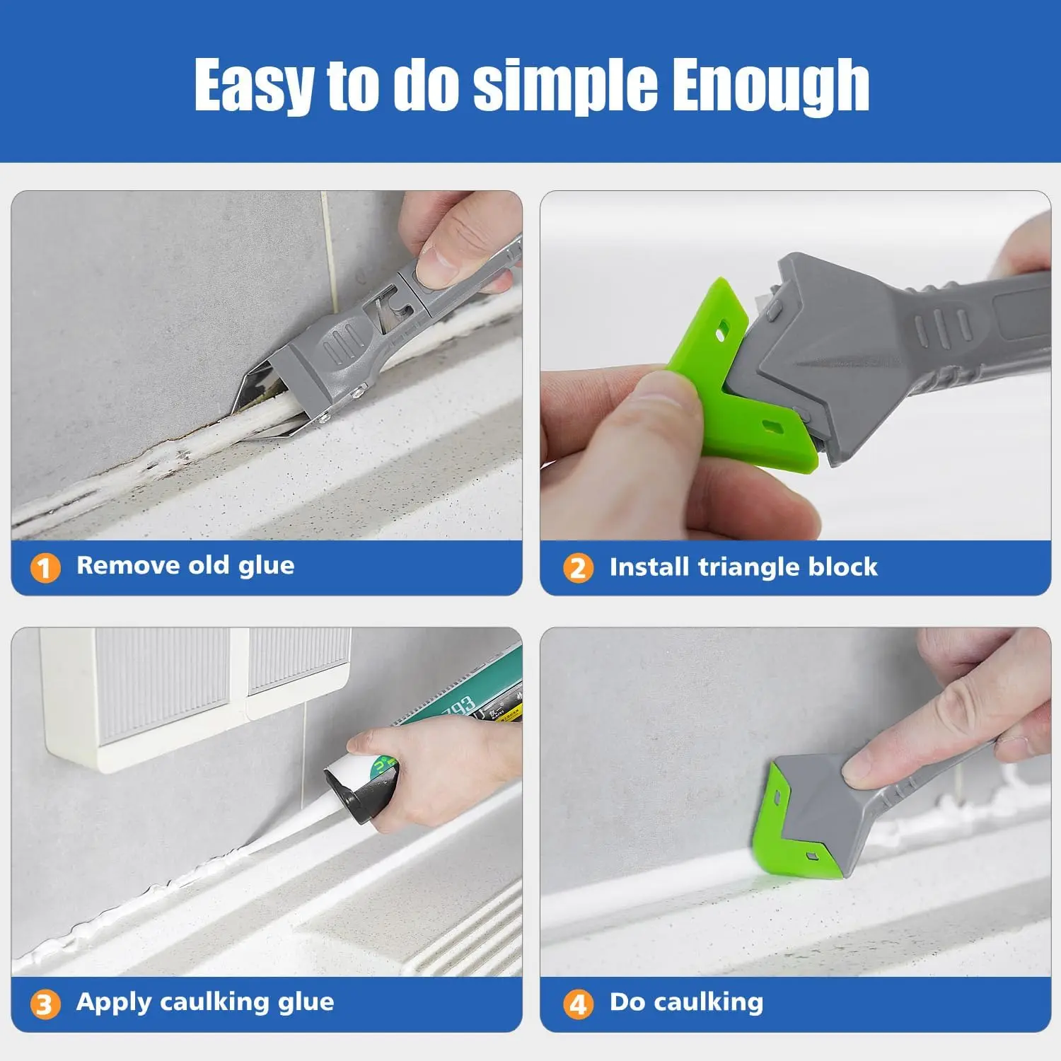 5 in 1 ซิลิโคนกาว Grout Removal เครื่องมือ Sealant Finishing เครื่องมือ Grout Scraper, กาวสารตกค้าง Scraper Seam Repair เครื่องมือ