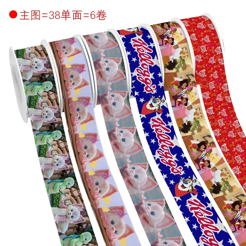 10 Yards Disney Cute Linabell Stitch Princess Mickey Grosgrain Ribbon Custom For Cheer Bows Crafts Suppliers Cartoon Ribbons