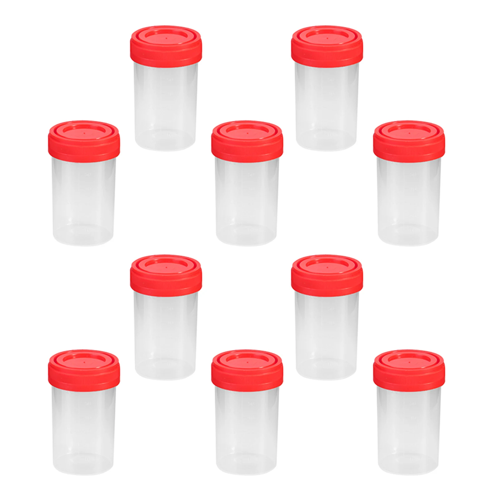 

10 Pcs Sample Cup Plastic Urine Cups 60ml Specimen Container Liquid Measuring Medical Bottle