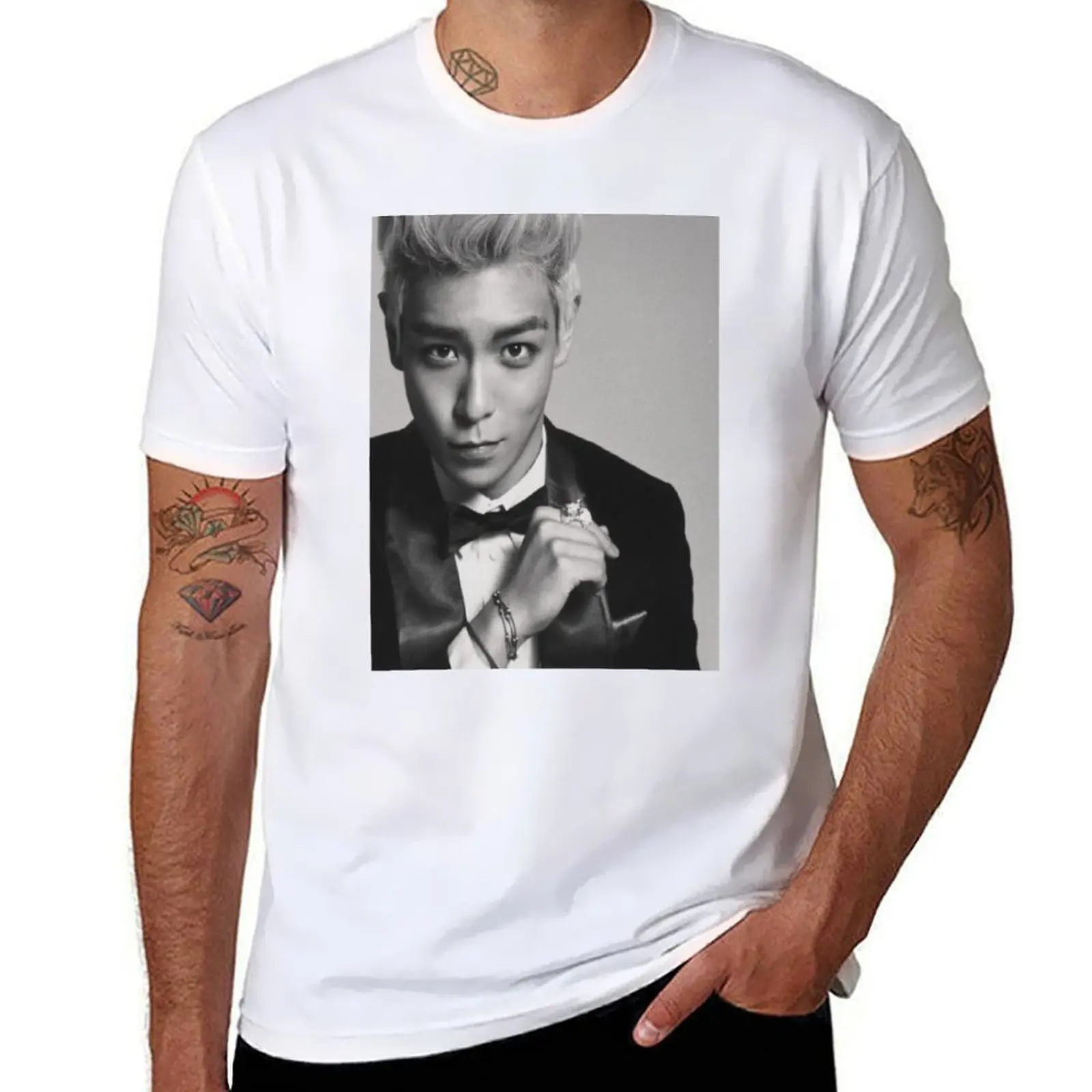 

Футболка T.O.P-BIGBANG, дизайнерская черная хлопковая футболка, простая мужская футболка в упаковке