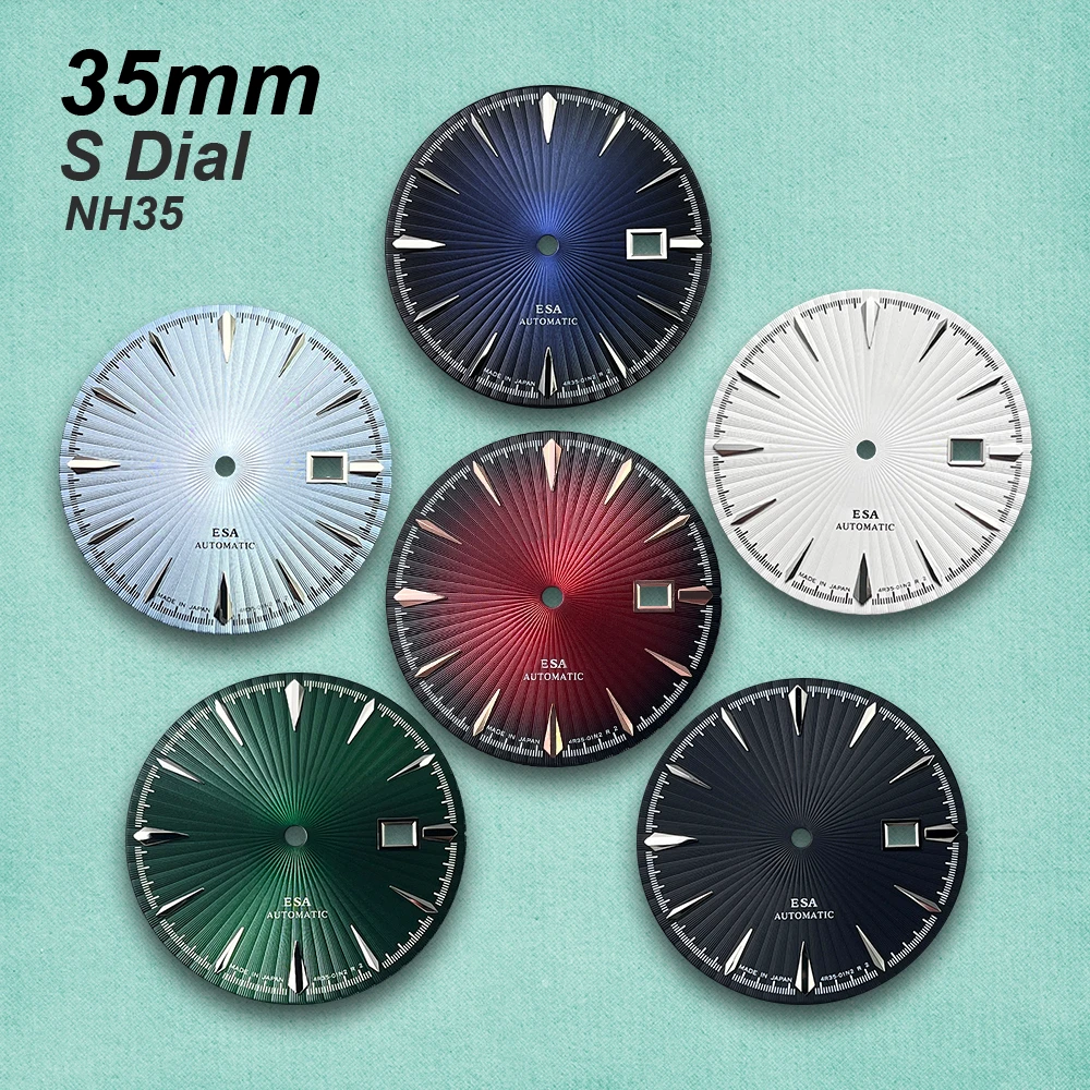 35mm Cocktail S Dial Fit NH35 Movement High-Quality Vertical Red Grain Dial Watch Modification Accessories