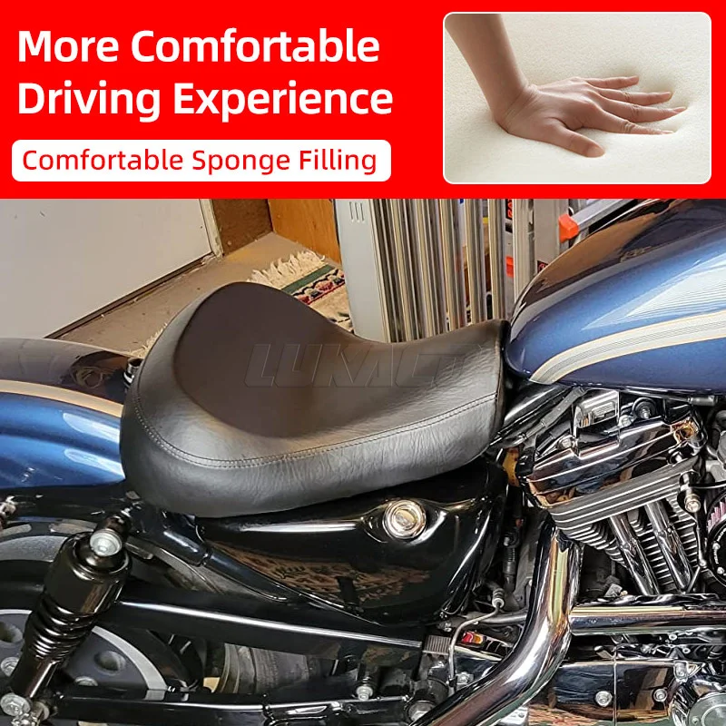 Motorcycle Front Driver Rider Pillow Solo Seat Cushion For Harley Sportster XL 883 1200 Custom XLH 1100 Roadster XLS 1983-2003