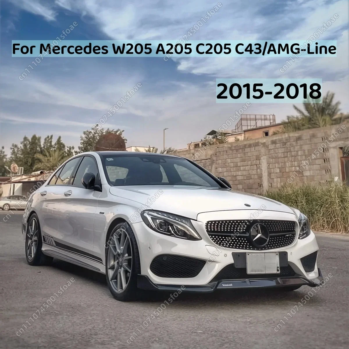 

3PCS Front Bumper Lip Spoiler For Mercedes W205 A205 C205 C43/AMG-Line 2015 2016 2017 2018 C300 C400 C43 Body Kits Accessories