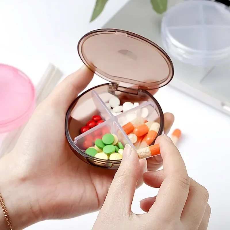 4-Grid Transparent Mini Medicine Box Portable Pill and Tablet Packaging Storage Boxes Subpackage Box Storage Containers