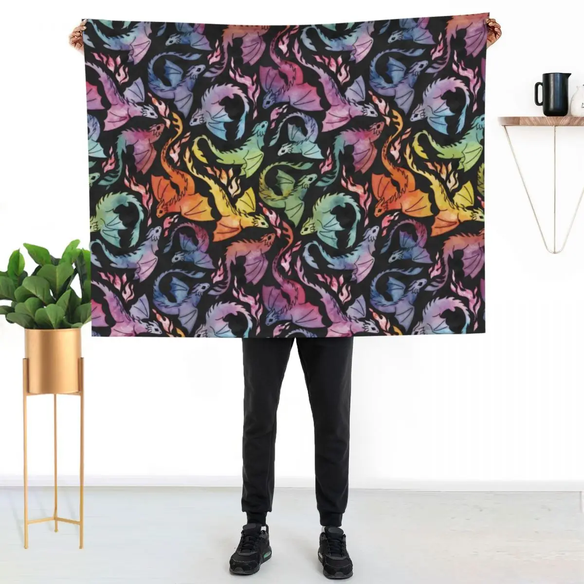 

Dragon fire dark rainbow Throw Blanket Lightweight Cozy Blanket for Bed Sofa