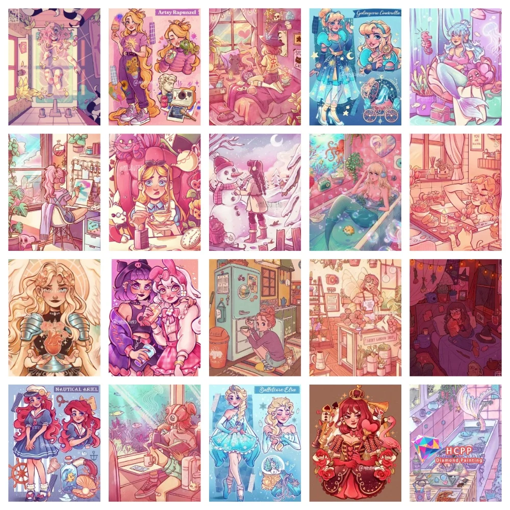 Cartoon Nettes Mädchen Quadrat Runde Diamant Malerei Kits Stickerei Kreuz Stich Fantasie Hexe Mosaik Wohnkultur kinder Geschenk