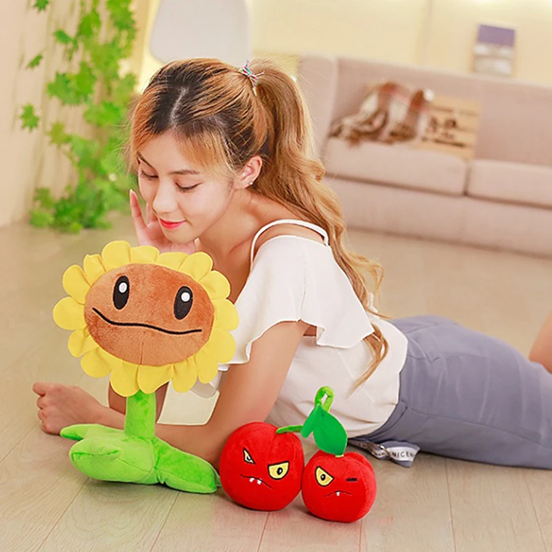 New Plants VS Zombies 15-20cm Plush Toys Cartoon Anime Doll Peashooter Cherry Bomb Wall-Nut Sunflower Squash Split Pea Kids Gift