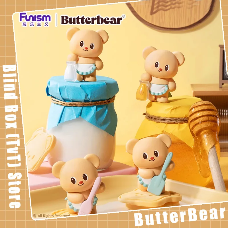 

Новая серия Funism Butterbear Baking Master, голова медведя, слепая коробка, милая фигурка, игра, подарок на день рождения для девочек